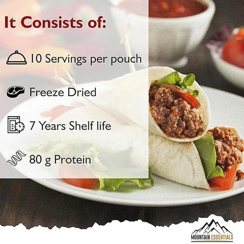 Freeze Dried Ground Beef Fully Cooked, Pack of 12, 10 serving O538718