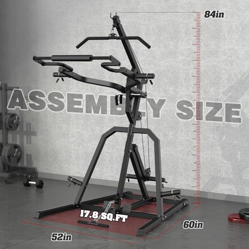 Leverage Gym Power Rack Squat Rack with LAT Low Row System Home Gym System Workout Station 2:1 Ratio S56456