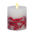 Flameless LED Candle Orange Leaf Embedded Real Wax Moving Flame Pillar Unscented with Recessed Edge (3.5 x 4.5 inch) L56821