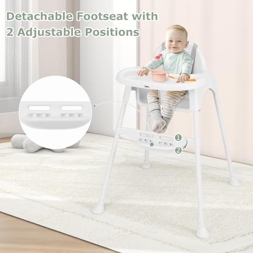 4 in 1 Baby High Chair with Removable Tray Adjustable Footrest D234465