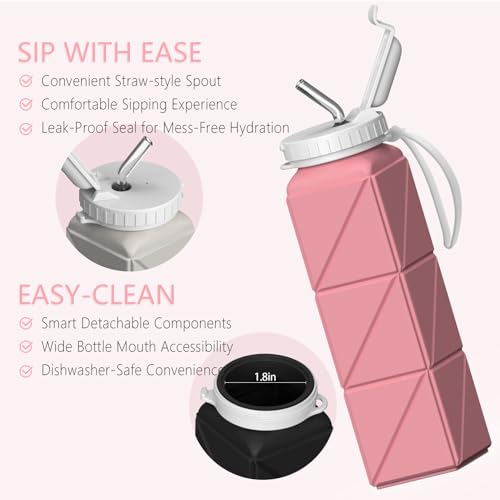 Collapsible Silicone Water Bottle 610ml T66568
