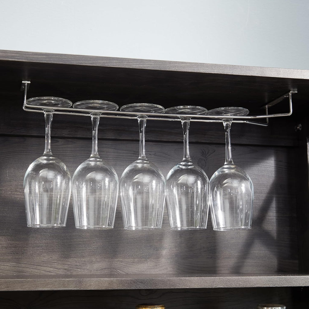 Charcoal Gray Coffee Bar Cabinet with Microwave Stand K48557