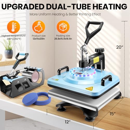 15"x12" 8 in 1 Swing Away Heat Press Machine O99310