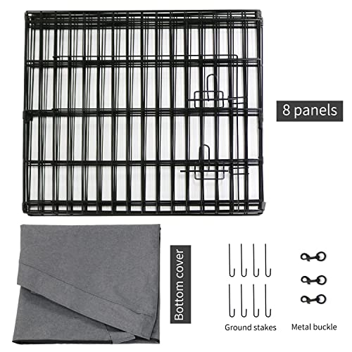 8 Panel 24" W x 24" H Metal Dog Exercise Pen with Bottom Pad O460693