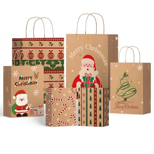 24pcs Assorted Sizes Christmas Gift Bags with Tissue Paper U94026