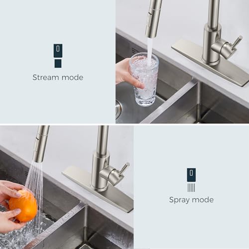 Black Kitchen Faucet with Pull Down Sprayer Stainless Steel High Arc Gooseneck V2110