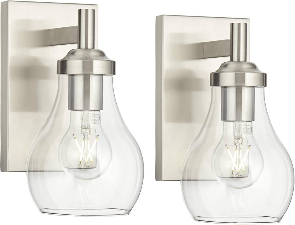 Set of 2 Brushed Nickel Wall Light Sconces B975049
