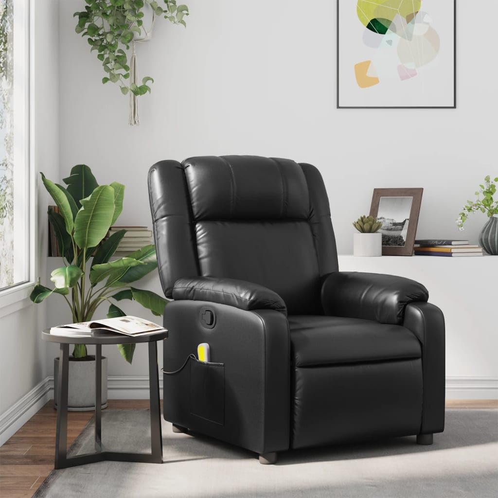 Black Faux Leather Massage Recliner Chair G43769