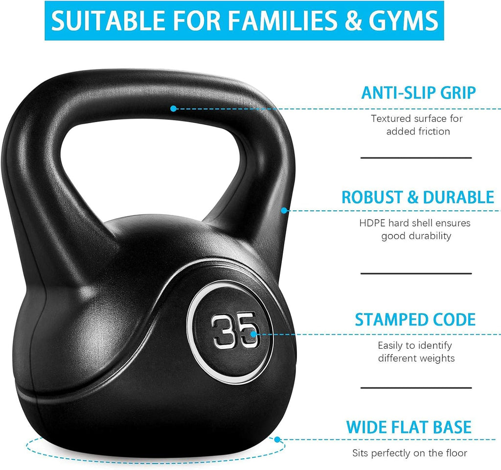 35lbs Kettlebell Weights with Wide Flat Base Textured Grip G120984