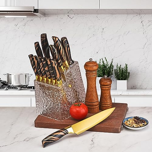 14Pcs Stainless Steel Knife Set with Acrylic Block E531