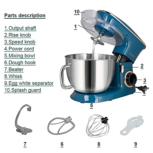 8.5QT Stainless Steel Tilt-Head Stand Mixer with Dough Hook, Beater, Whisk E3772
