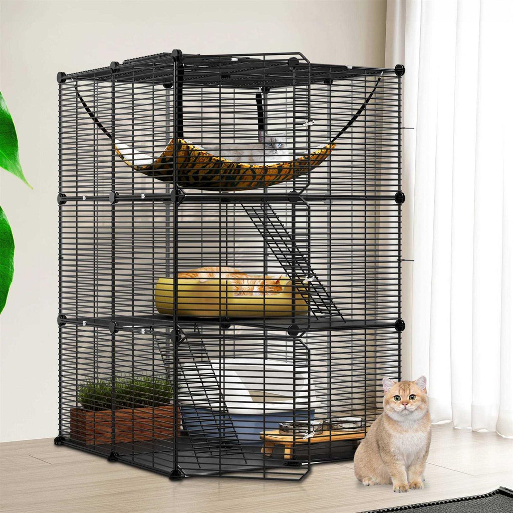 Cat Cage Cat Enclosures Cat Kennel with Extra Large Hammock W19486