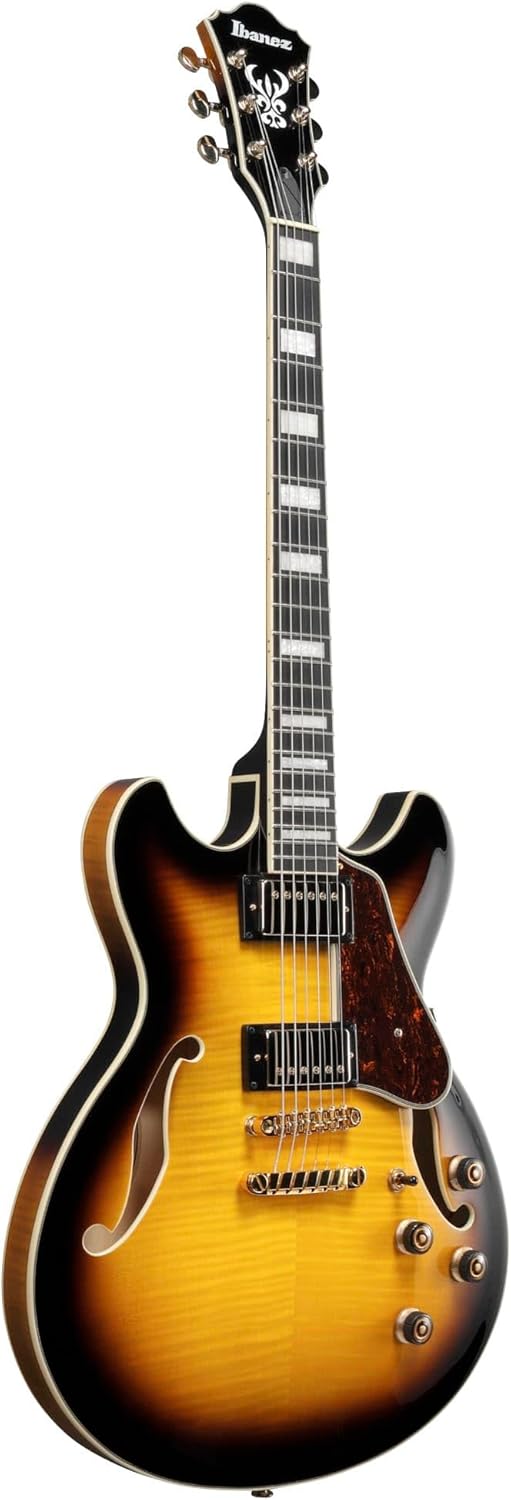 Antique Yellow Sunburst Semi-Hollow Electric Guitar X94238