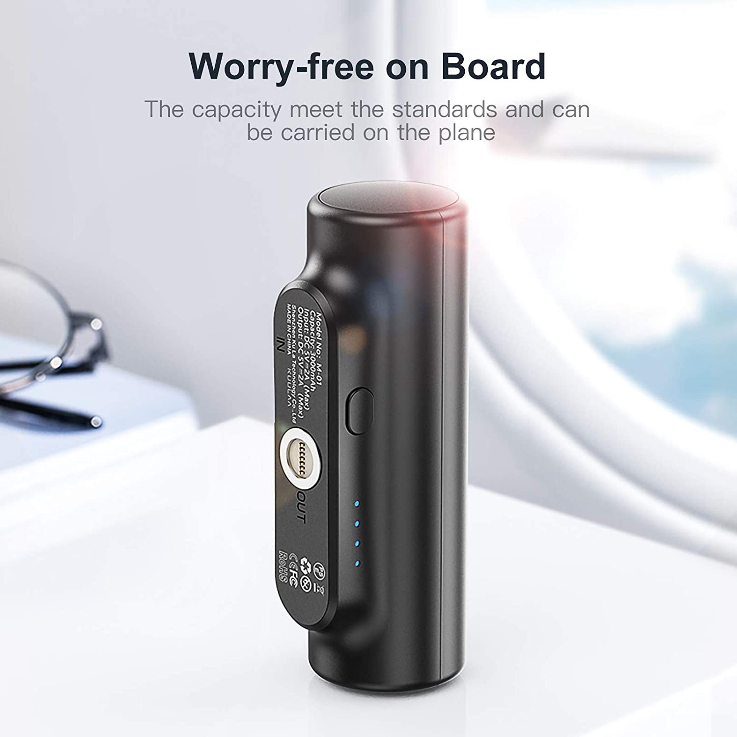3 in 1 Magnetic 3000mAh Mini External Battery Pack Portable Charger with 3 Plugs (Black) B2944