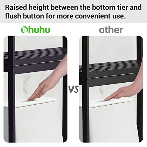 Bamboo 3-Tier Over The Toilet Storage Shelf with Paper Holder and 3 Hooks Z88641