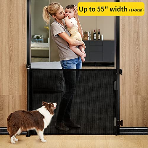Retractable Mesh Baby Gate, 33" Tall, Extends up to 55" Wide, Gray U200086