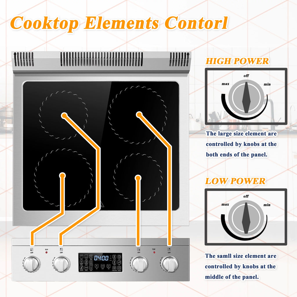 24 inch 2.9 Cu.ft Freestanding Electric Range with Convection Oven F4227