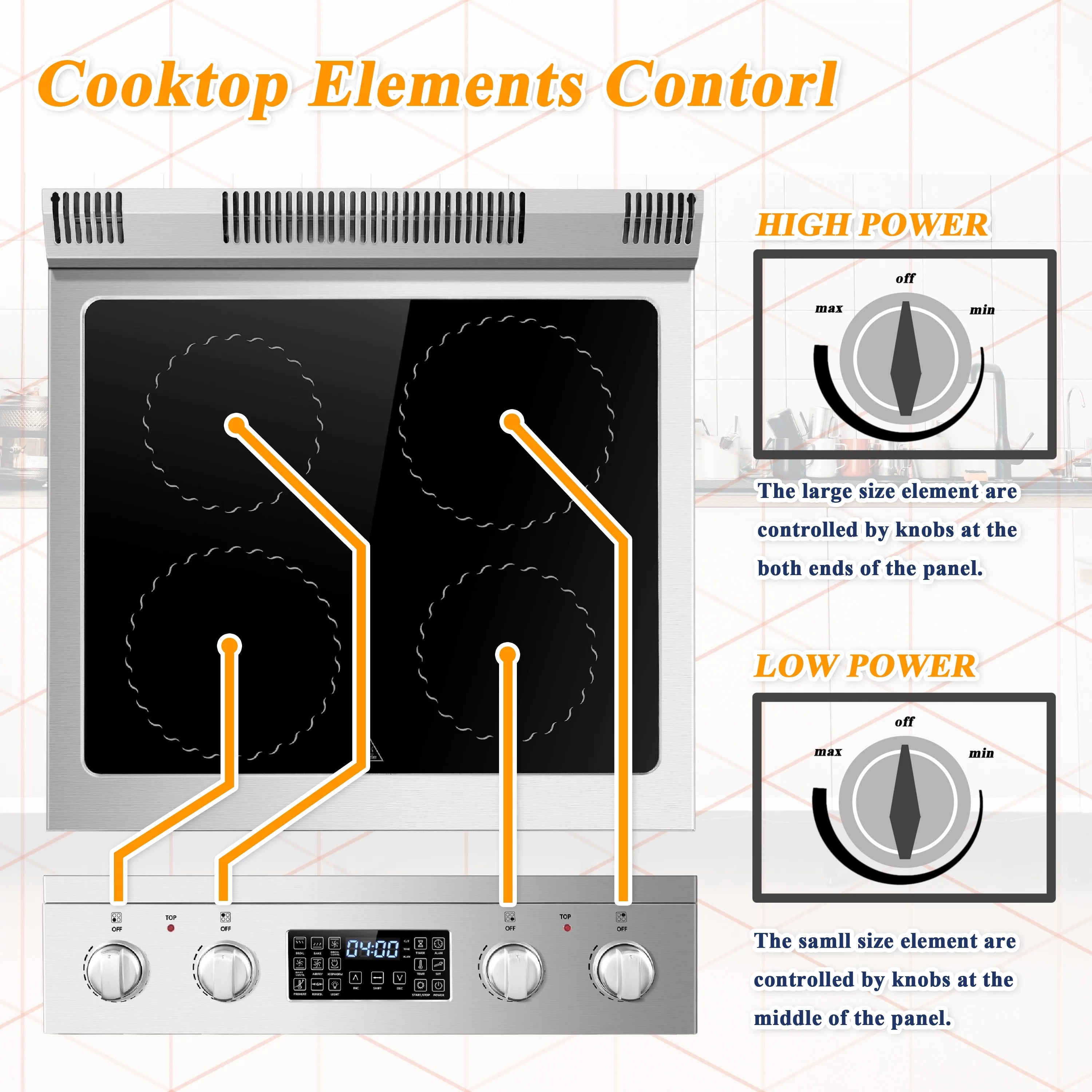 24 inch 2.9 Cu.ft Freestanding Electric Range with Convection Oven F4227