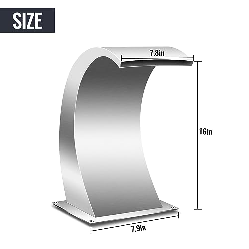 17.7 Inch Stainless Steel Rectangular Pool Waterfall Spillway F859976