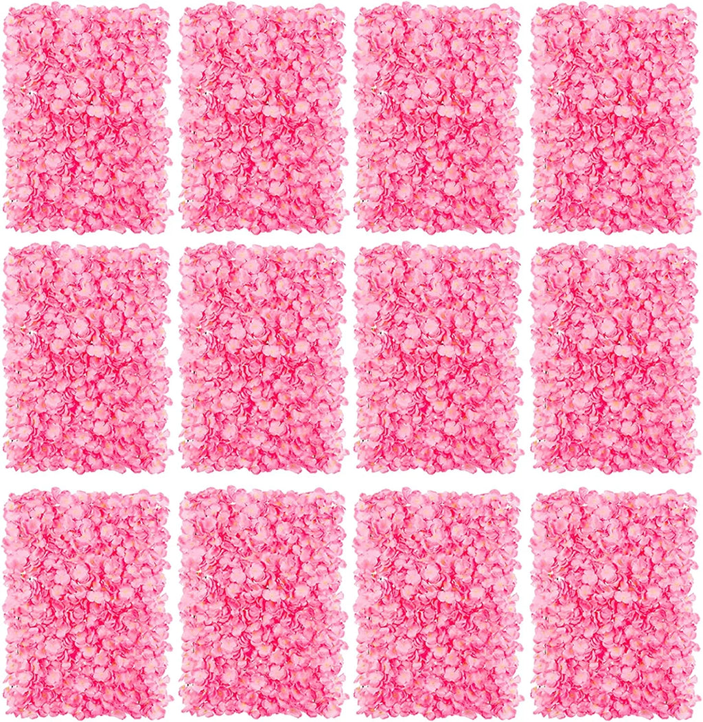 12 Pack Pink Artificial Hydrangea Floral Wall Panels 24×16" D559510