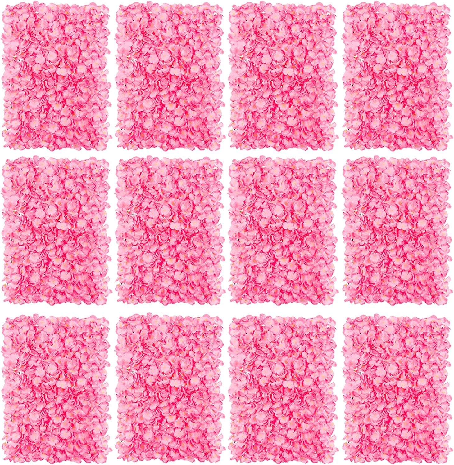 12 Pack Pink Artificial Hydrangea Floral Wall Panels 24×16" D559510