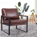 Brown Faux Leather Armchair with Metal Frame Z8621