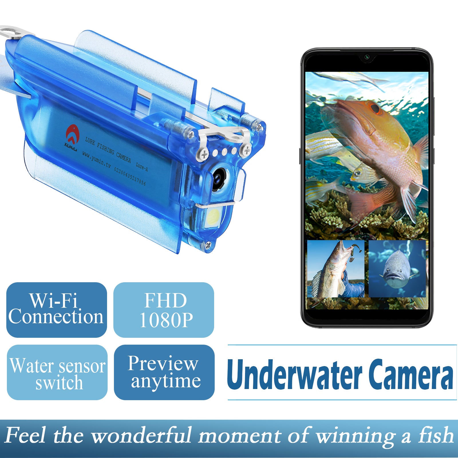Wireless Underwater Fishing Camera 1080P with 64GB TF Card M715