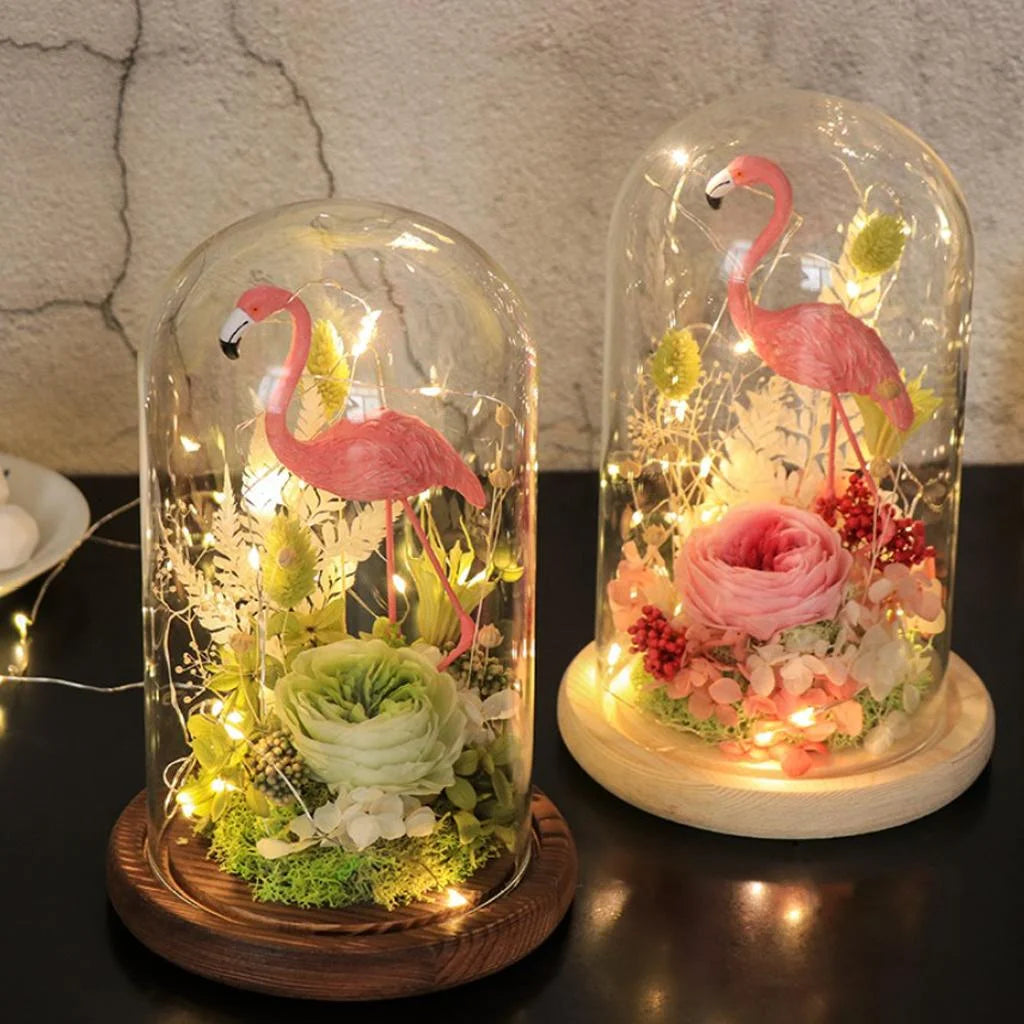 Brown Glass Cloche with Wooden Base Q912892