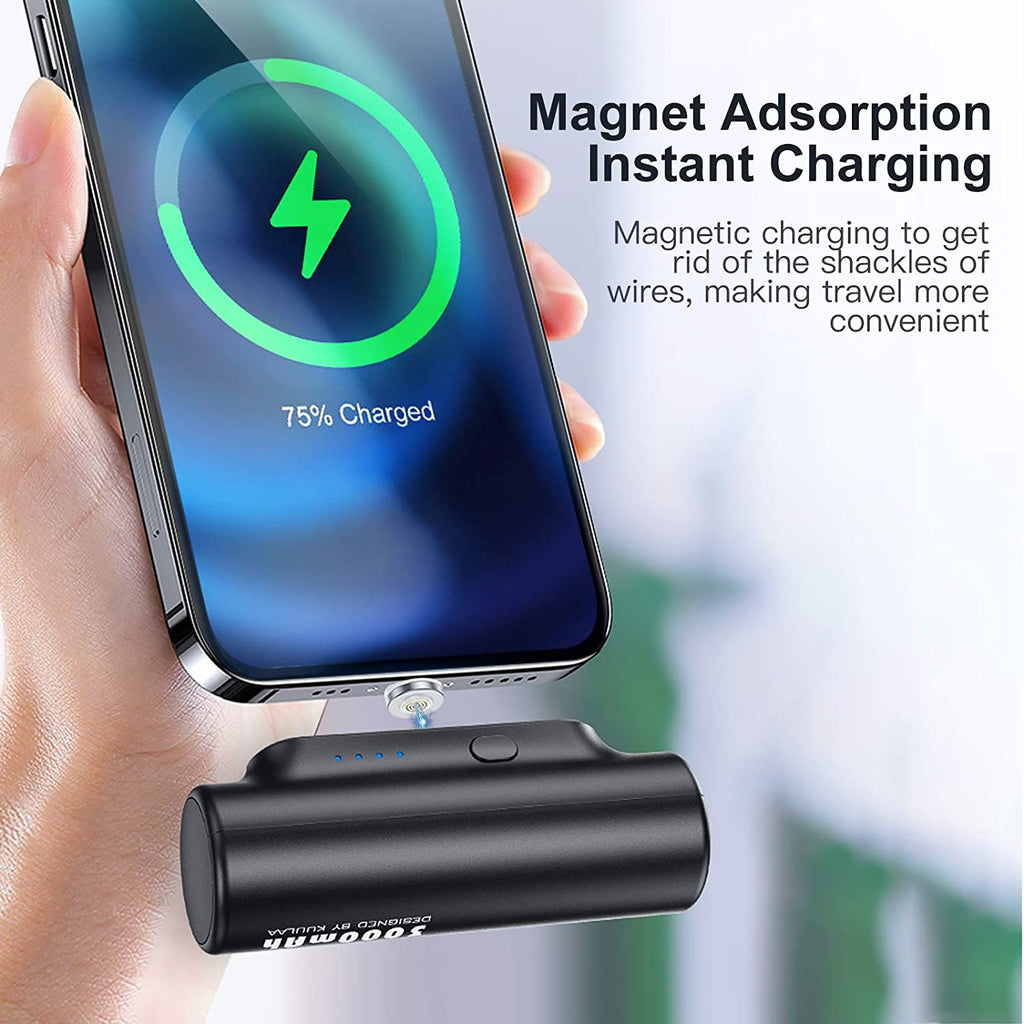 3 in 1 Magnetic 3000mAh Mini External Battery Pack Portable Charger with 3 Plugs (Black) B2944