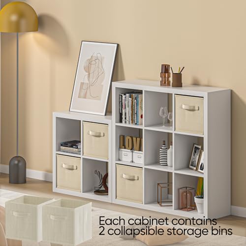 White Wood 9 Cube Storage Organizer with Bins C990474