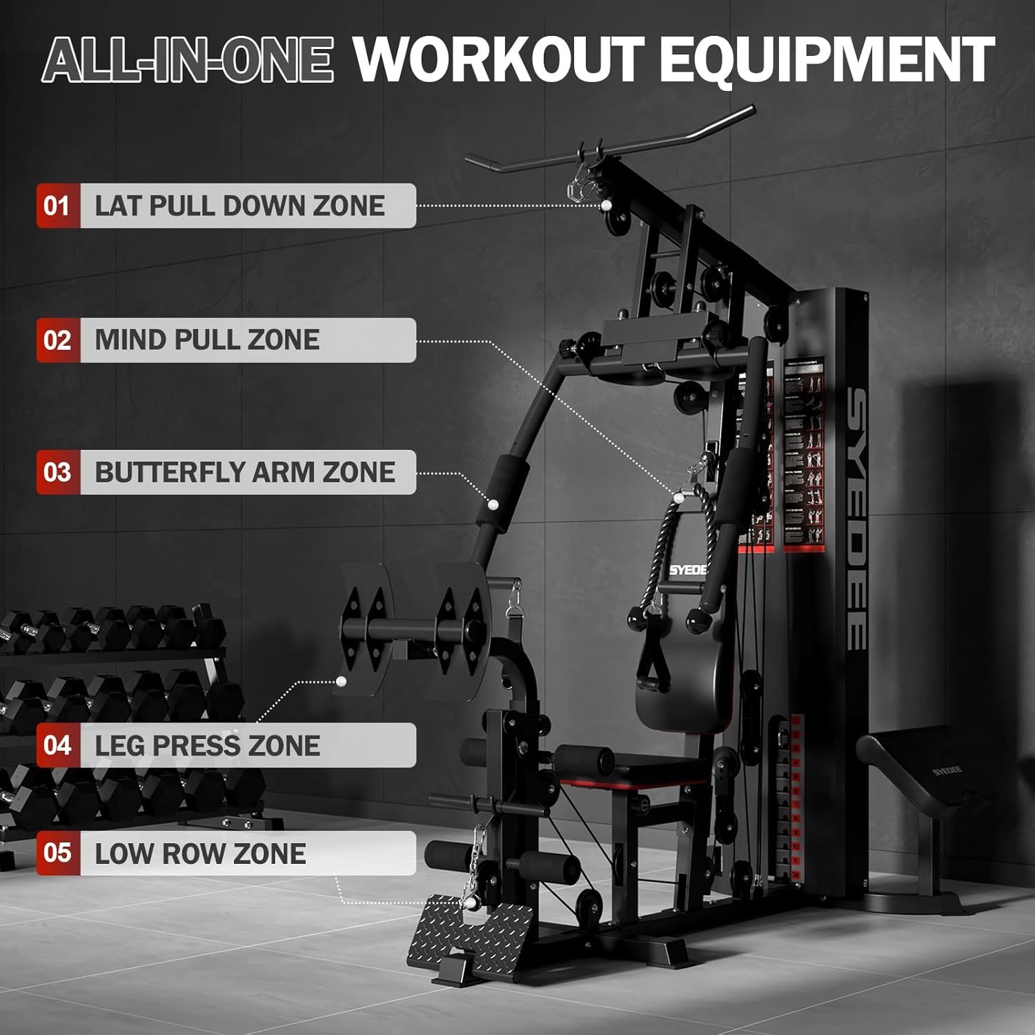 Multifunctional Home Gym Equipment with 150LBS Weight Stack F76327