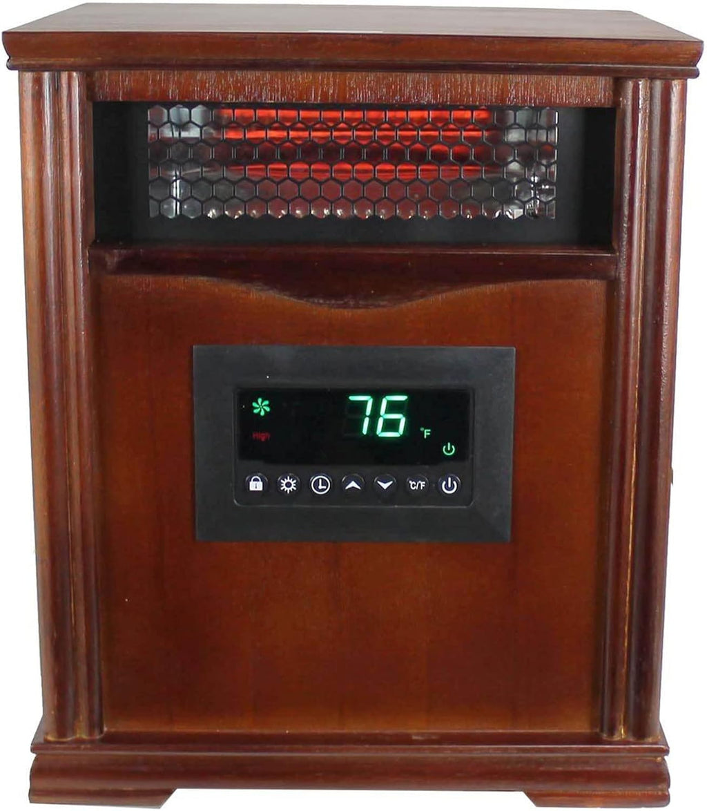 Brown Oak Wood Portable Electric Infrared Quartz Space Heater T6634