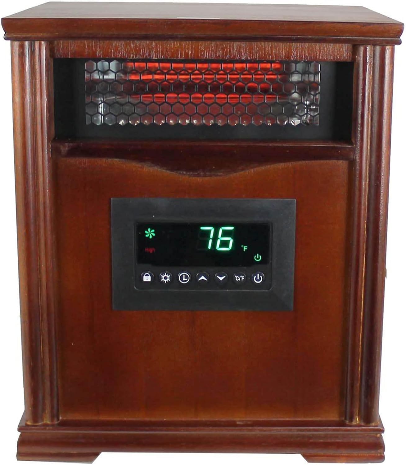 Brown Oak Wood Portable Electric Infrared Quartz Space Heater T6634