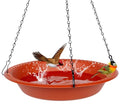 16 inch Green Hanging Bird Bath Bowl with Black Chains S821