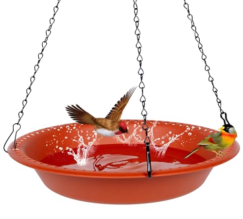 16 inch Green Hanging Bird Bath Bowl with Black Chains S821