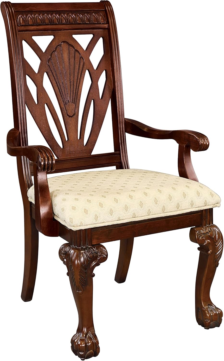 Dark Cherry Fabric Upholstered Dining Armchairs 2pc Set K33101