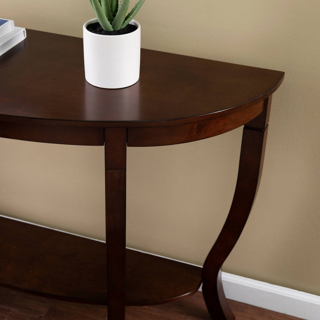 Brown Demilune Console Table B757