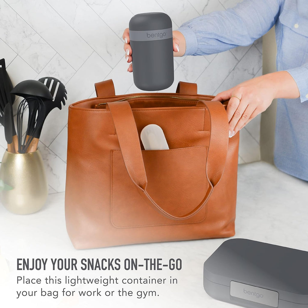 Dark Gray Bento-Style Lunch Box Set With Reusable Snack Cup G61842