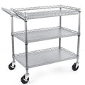3 Tier Metal Rolling Utility Cart with Wire Shelving P296