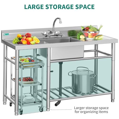 Freestanding Stainless-Steel Single Bowl Commercial Sink V397