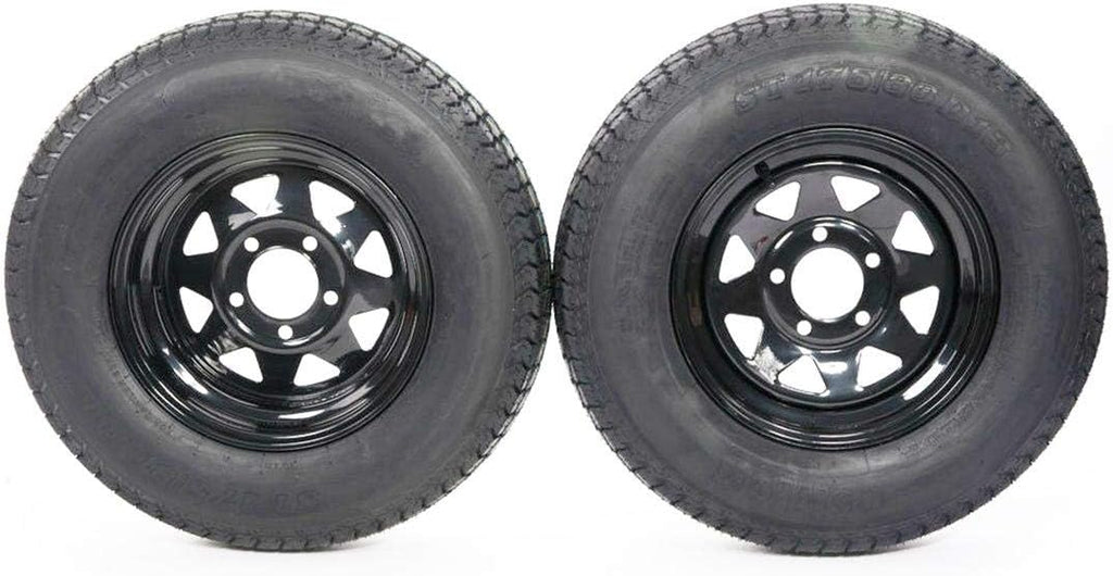 13" Trailer Wheel & Tire with Bias ST175/80D13 Tire Mounted Black Spoke, Set of 2 J62968