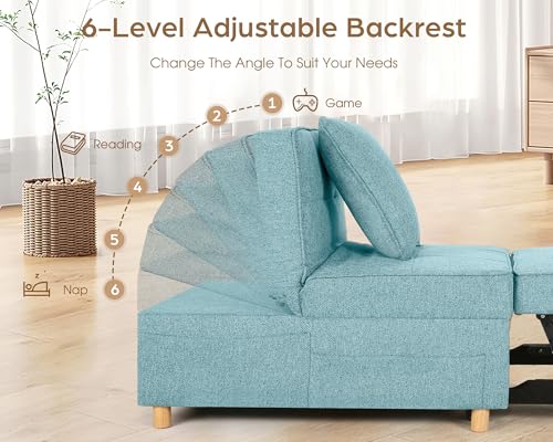 Black Linen Fabric 4-in-1 Convertible Sleeper Sofa Chair Bed M661848