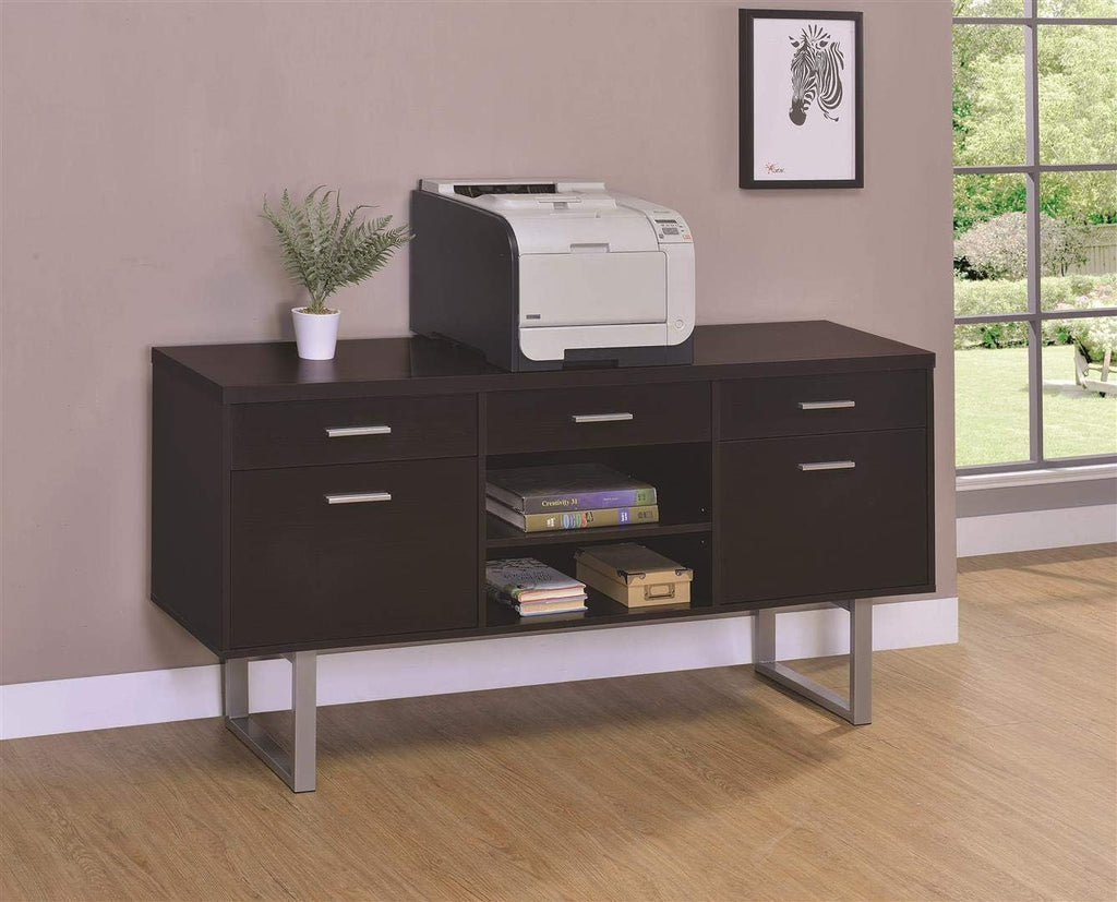 Cappuccino Credenza with Metal Sled Legs R888
