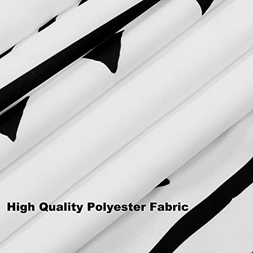 72x72 Black and White Fabric Shower Curtain with Hooks G4204