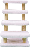 White 4-Step Wooden Pet Stairs with Detachable Carpet U4391