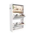 White 3 Tiers Slim Shoe Storage Cabinet U4523
