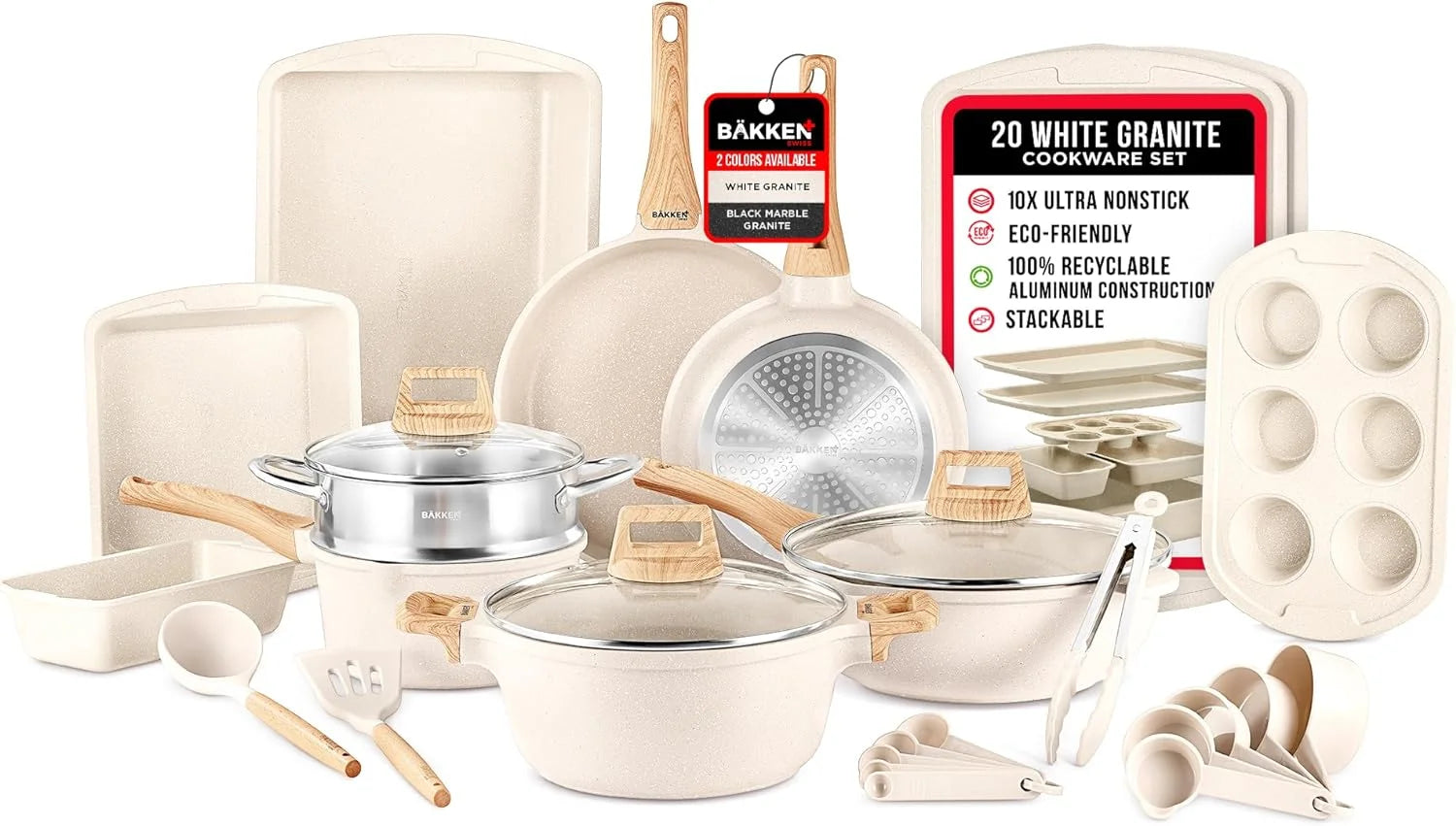 20-Piece Granite Non-Stick Kitchen Cookware Set X637