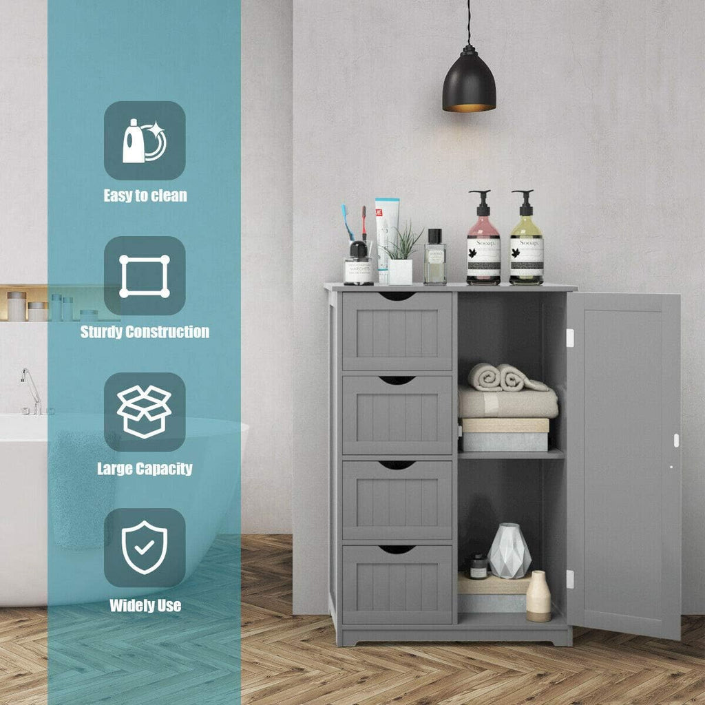 Grey Freestanding Bathroom Floor Cabinet with 4 Drawer A89138