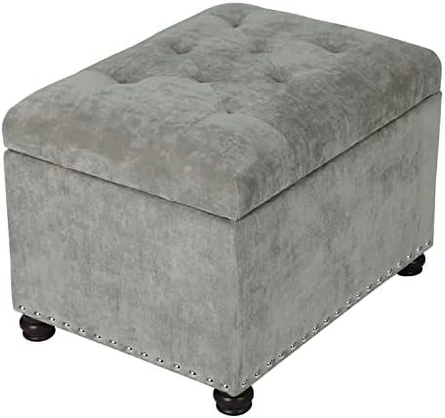 Red Brown Faux Leather Ottoman Bench U480009