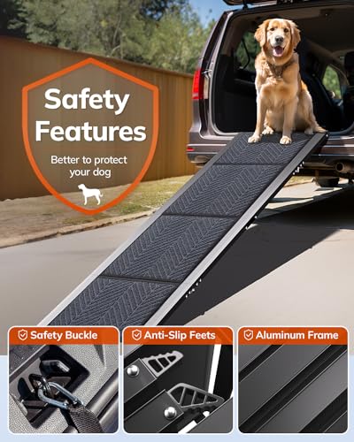 63" Long 17" Wide Folding Pet Ramp with Non-Slip Carpet Surface G959642
